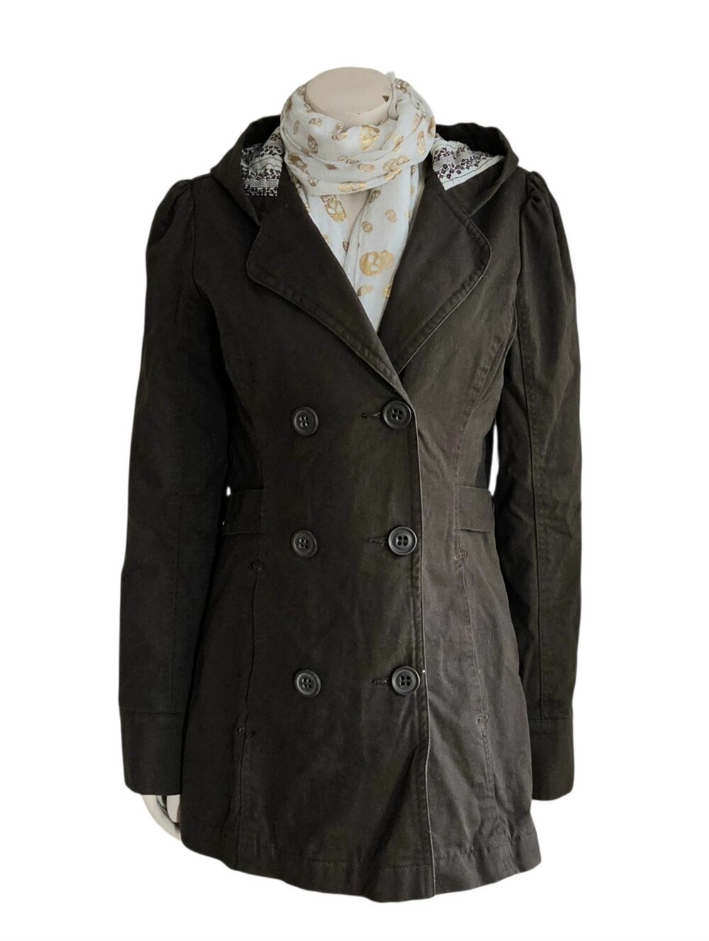 Roxy Double Breasted Hooded Jacket Size Large